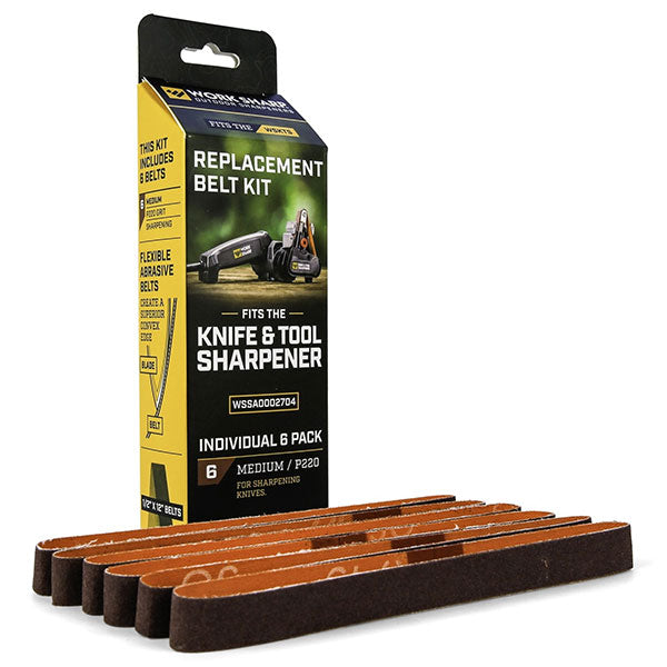 Red P220 Grit Belt 6 Pack to suit Knife & Tool Sharpener (Mk.1 & Mk. 2)