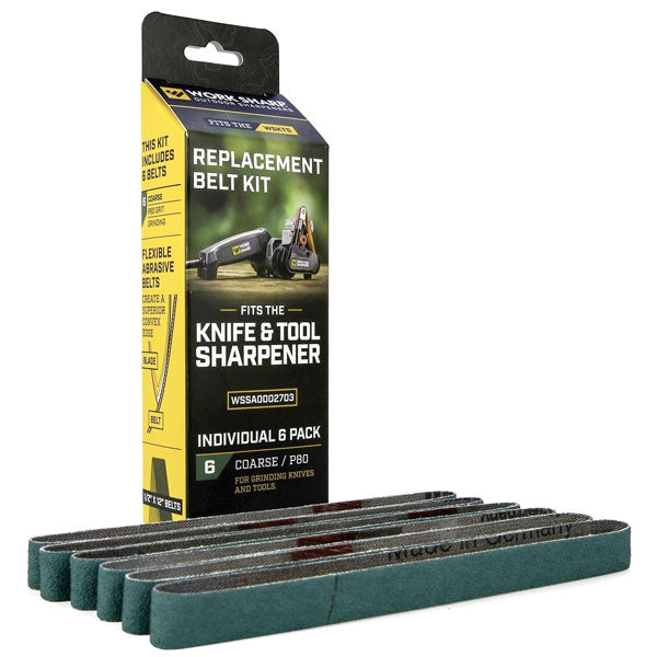 Green P80 Grit Belt 6 Pack to suit Knife & Tool Sharpener (Mk.1 & Mk. 2)